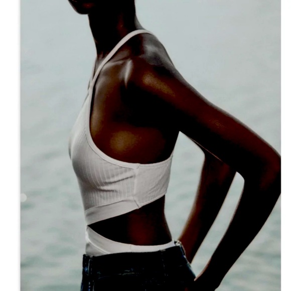 New Zara  White Ribbed cutout Bodysuit - Picture 2 of 13